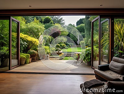 Seamless Sanctuary: merging Indoor luxury with an exotic outdoor embrace Stock Photo