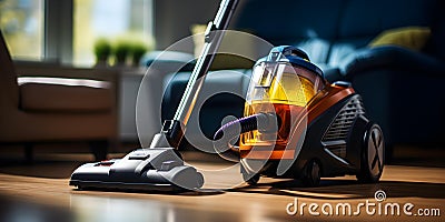 Experience the power of a vacuum cleaner on a carpet for cleaning. Concept Carpet Cleaning, Vacuum Cleaner Power, Home Cleaning Stock Photo