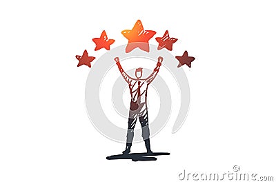 Experience, satisfaction, positive, rating concept. Hand drawn isolated vector. Cartoon Illustration