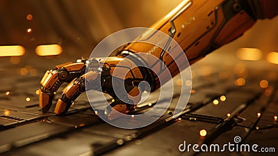 A robotic arm efficiently performs automatic welding tasks on a factory conveyor line, enhancing production speed and quality Stock Photo
