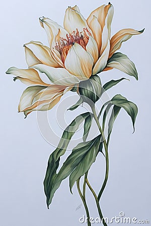 Serenity in Bloom: Exquisite Watercolor Lily Stock Photo