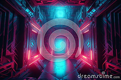 Vibrant Neon Design: Award-Winning Walls in Bright Pink and Sky Blue Stock Photo