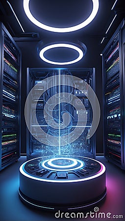 Tech Revolutions: QuantumQuotient's 3D Data Alchemy. AI generate Stock Photo