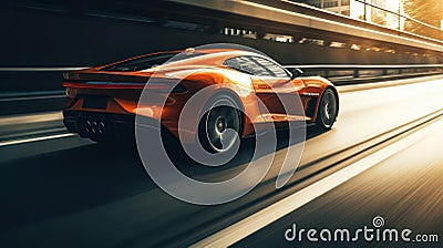 A sleek sports car speeding down the highway with the wind in its hair created with Generative AI Stock Photo