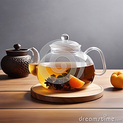 Serenity in a Teapot, Fruit Oolong Infusion Stock Photo