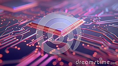 Experience the vibrant pulse of technology with our circuit board, showcasing a stunning 3D rendering of server code Stock Photo