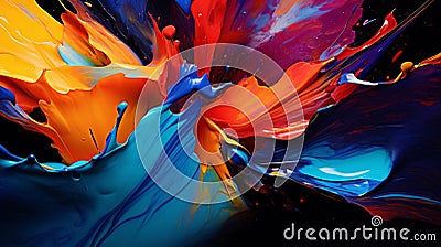 Vivid Splashes of Paint Abstract Expressionism Stock Photo