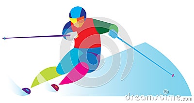 Experienced athlete competes in giant slalom Vector Illustration