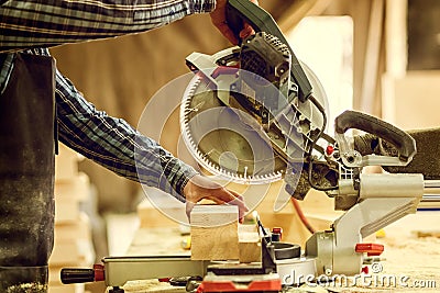 Experienced carpenter in workshop Stock Photo