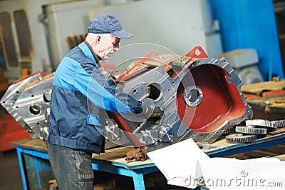 Experienced industrial assembler worker Stock Photo