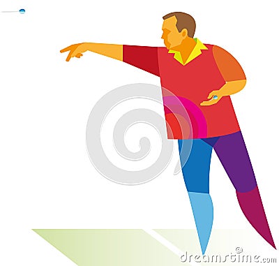 Experienced person is a darts player, performs a winning throw o Vector Illustration