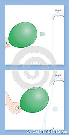 Experiment Water Stream Balloon Bending Static Charged Attracted Vector Illustration