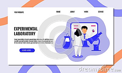 Experimental laboratory flat illustration.Concept of landing page.Vector design template isolated Vector Illustration