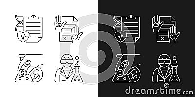 Experimental research linear icons set for dark and light mode Vector Illustration