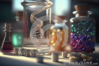 Experiments in lab biological genetic microbiology research Stock Photo