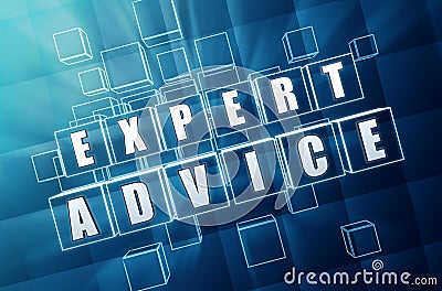 Expert advice in blue glass cubes Stock Photo