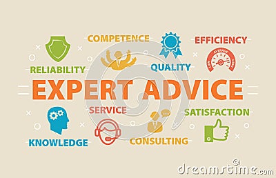 EXPERT ADVICE Concept with icons Vector Illustration