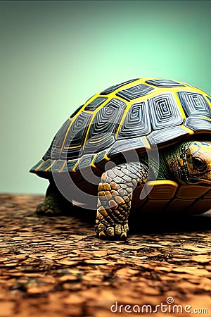 Radiated Tortoise Animal. AI Generated. Cartoon Illustration