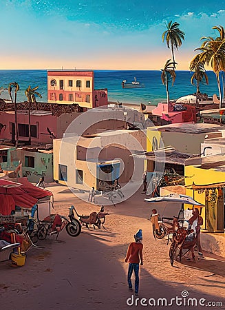 Sal Rei, Boa Vista, Cabo Verde. Generative AI. Stock Photo