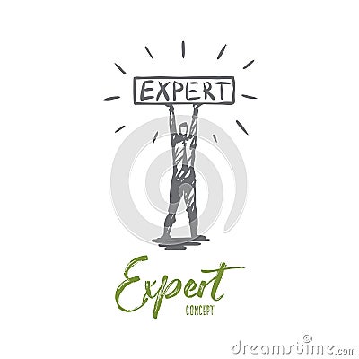 Expert, business, professional, advice, person concept. Hand drawn isolated vector. Vector Illustration