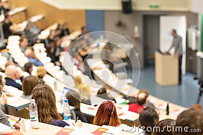 Expert speaker giving a talk at scientific business conference event. Editorial Stock Photo
