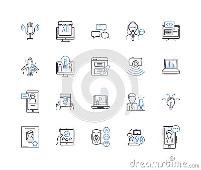 Expert systems line icons collection. Intelligence, Automation, Knowledge, Data, AI, Decision-making, Inference vector Vector Illustration