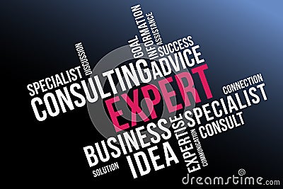 Expert word cloud collage, business and teamwork concept background Vector Illustration