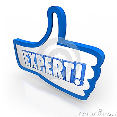 Expert Word Thumbs Up Symbol Approved Rating Experienced Review Stock Photo