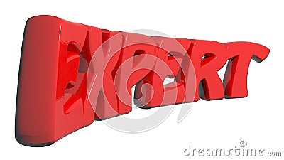 EXPERT written with red 3D letters - 3D rendering Stock Photo