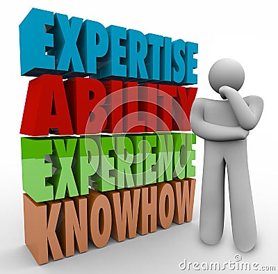 Expertise Ability Experience Knowhow Thinker Job Criteria qualifications Stock Photo