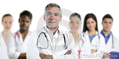 Expertise doctor multiracial nurse team row Stock Photo