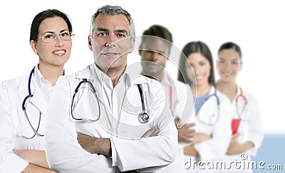 Expertise doctor multiracial nurse team row Stock Photo