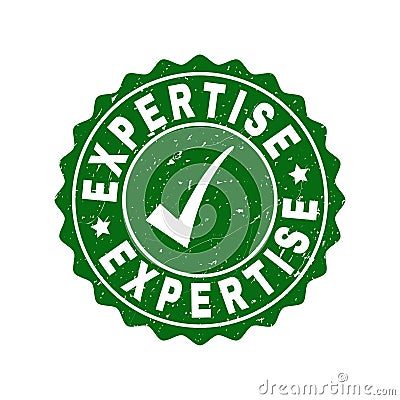 Expertise Grunge Stamp with Tick Vector Illustration