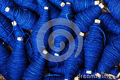 Expertse craftmanship indigo dye blue color handmade natural line Stock Photo