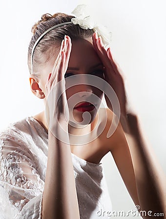 Expession. Energetic girl posing. Studio shot Stock Photo