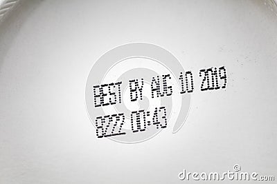 Expiration date best by outdate food label nutrition ingrediant Stock Photo