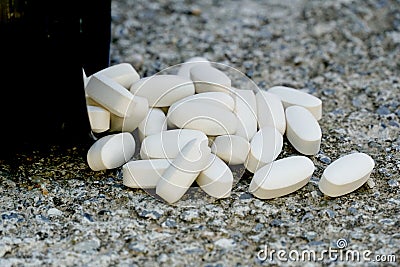 Expired medicine, healthcare concept. prescription drugs on a concrete background Stock Photo