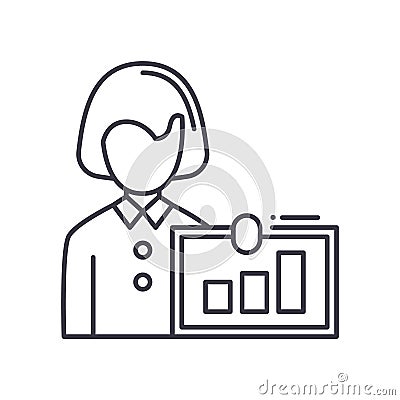 Explanation icon, linear isolated illustration, thin line vector, web design sign, outline concept symbol with editable Vector Illustration
