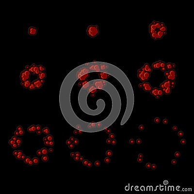 Explode Animation Sequence . Cartoon Explosion Frames. Vector Vector Illustration
