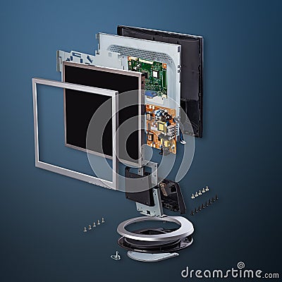 Explode view of computer monitor Stock Photo