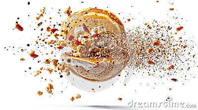 Exploded Delicious Pancake on Light Background Stock Photo