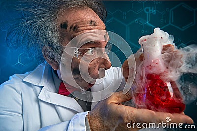 Exploded experiment crazy scientist Stock Photo