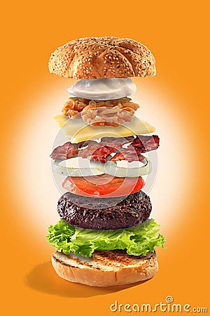 Exploded view burger Stock Photo