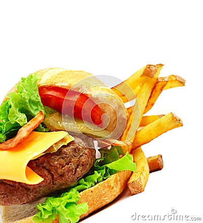 Exploded view of hamburger Stock Photo