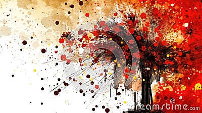an exploding abstract tree with different colors, wallpaper modern design, ai generated image Stock Photo