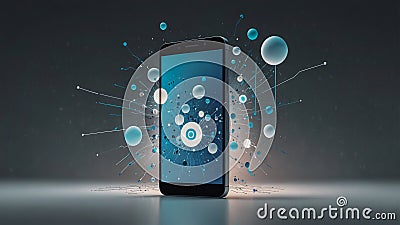 Exploding Data Concept Around Floating Smartphone Stock Photo