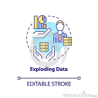 Exploding data concept icon Vector Illustration