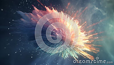 Exploding galaxy backdrop illuminates the dark night with star shapes generated by AI Stock Photo