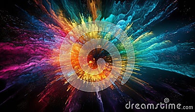 Exploding galaxy creates vibrant space chaos in multi colored abstract design generated by AI Stock Photo