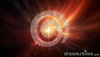 Exploding galaxy, glowing nebula, futuristic sphere natural phenomenon abstract generated by AI Stock Photo